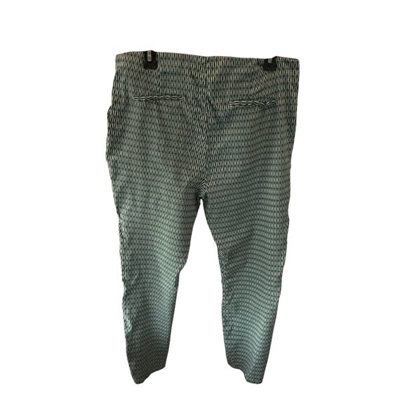 Rachel Zoe Slim Fit Pants Green Geometric Print Size 14 Mid Rise Trousers - Picture 2 of 5